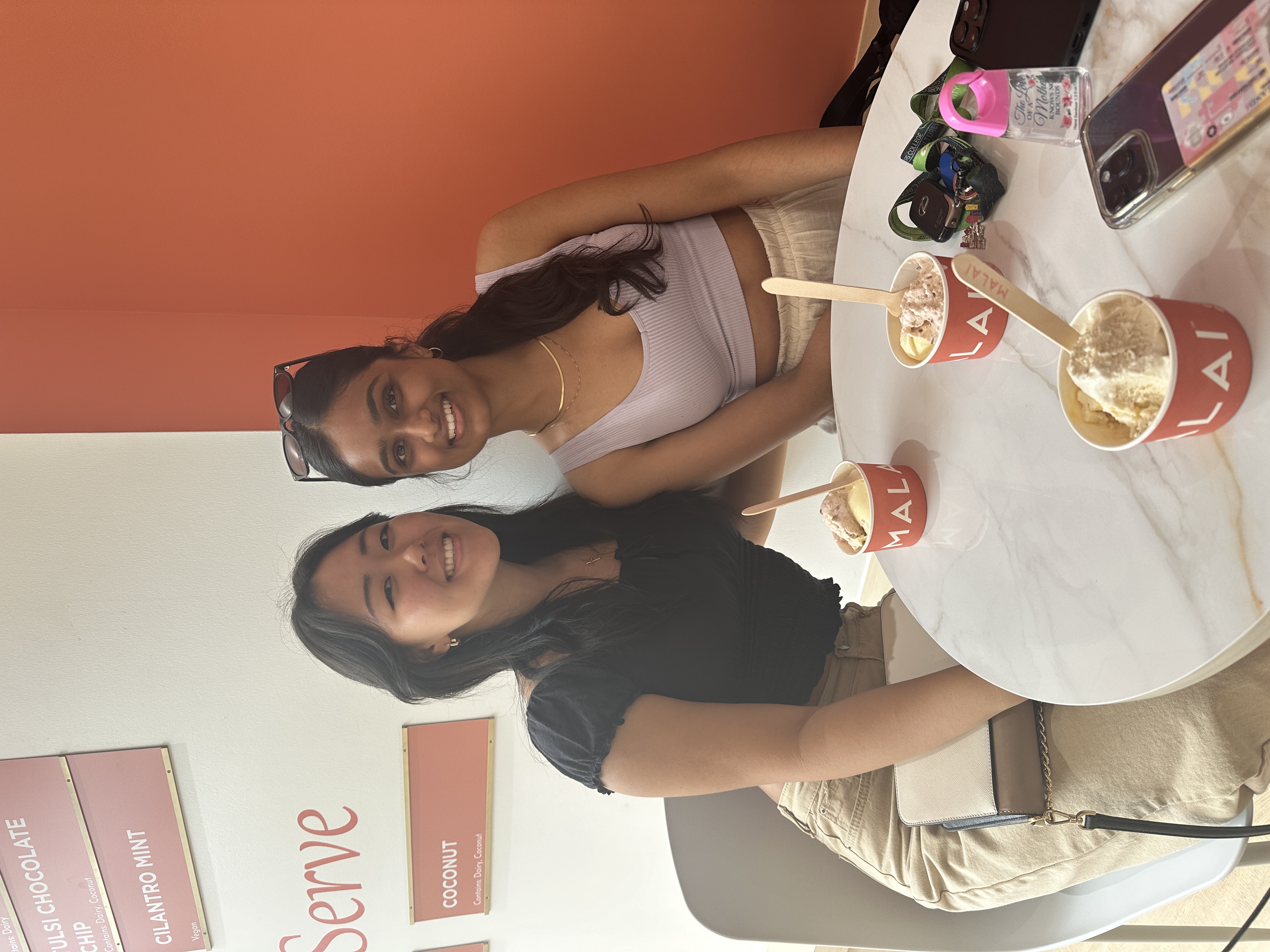 Two girls in Washington D.C. getting icecream at Malai DC location.